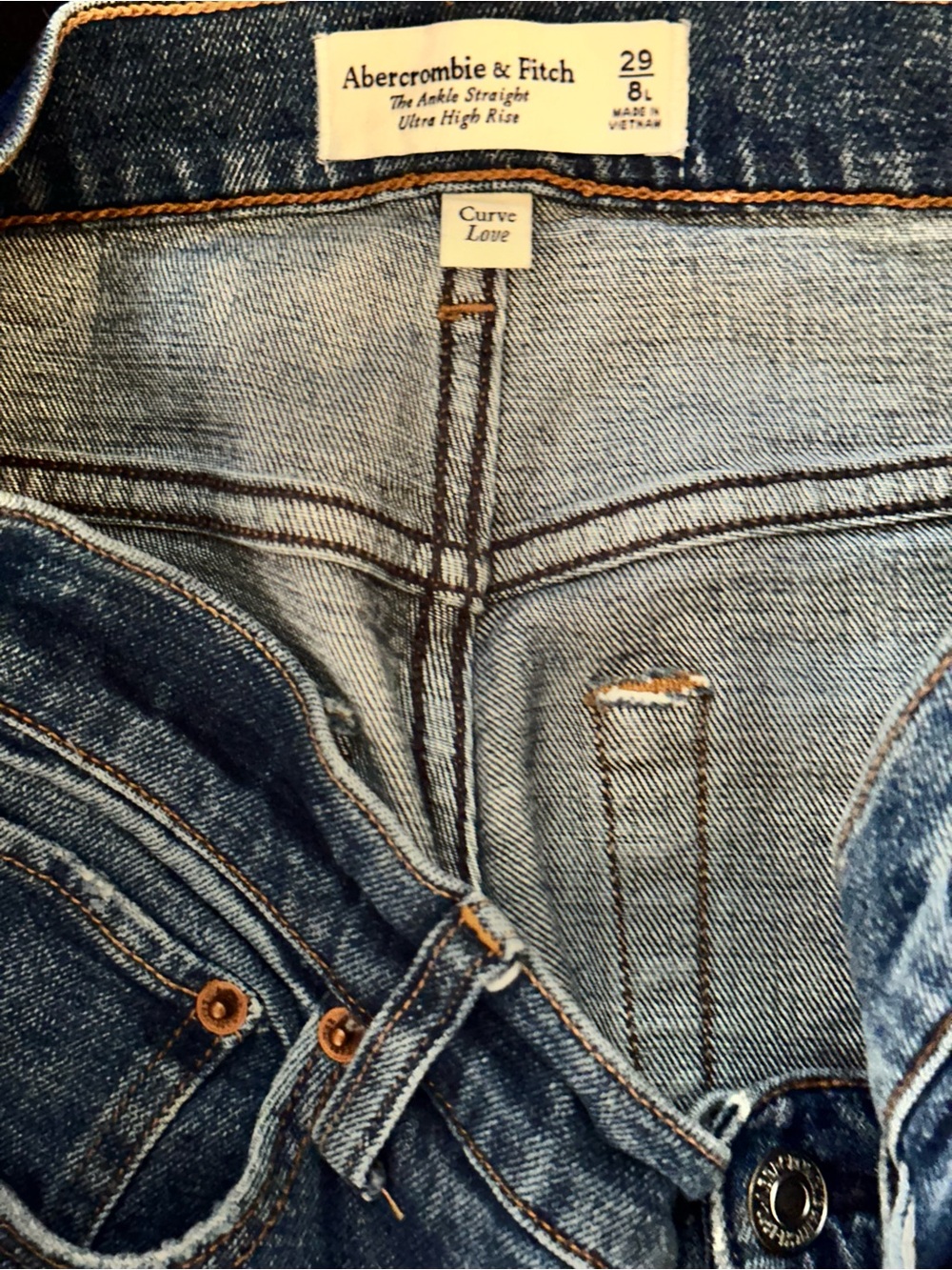 Abercrombie & Fitch The Ankle Straight Ultra High Rise Curve Love sz. 8/29 - Picture 4 of 4